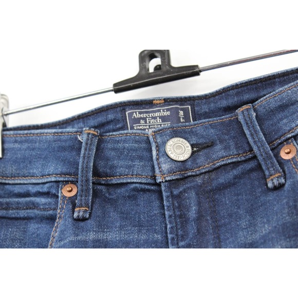Abercrombie & Fitch Simone High Rise Ankle Jeans‎ Side Stripe Dark Blue 28 - Picture 5 of 7